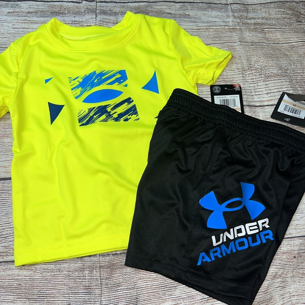 Under Armour Toddler Boys 2T Outfit Set NEW Blue Neon Yellow Black